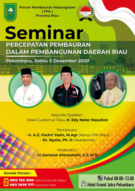 Pemenang LKT Pembauran Kebangsaan Diumumkan pada Seminiar FPK Riau 5 Desember 2020